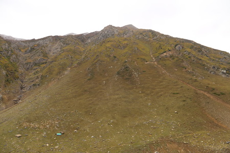 Very closeup view of green mountain in kashmirの写真素材
