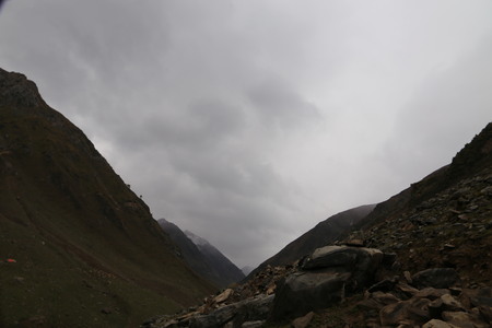 Mountains in kashmir under cloudy skyの写真素材