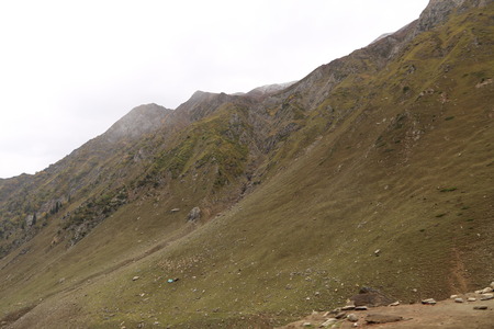 Closeup scene of big mountains under skyの写真素材