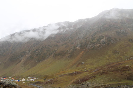 Small River Passing Through Between The Mountainsの写真素材