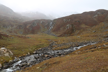 Waterfall with small river in kashmirの写真素材