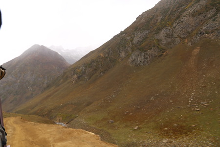 The Beautiful Tracks on big mountains in kashmir under cloudy skyの写真素材