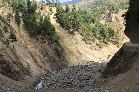 Scenic view of small river through rocksの写真素材