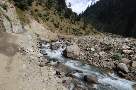 Small River Passing Through Between The Rocksの写真素材