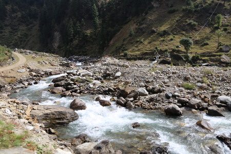 Small River Passing Through Between The Rocksの写真素材