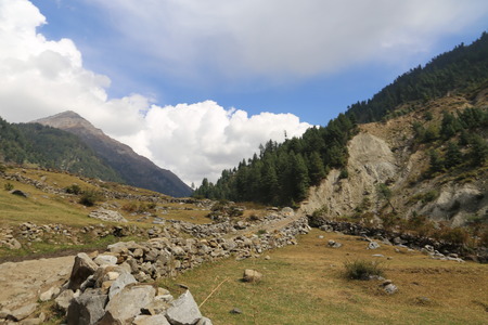 Track Passing Through Between The Mountainsの写真素材
