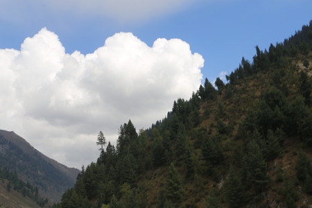 Mountains in kashmir under cloudy skyの写真素材