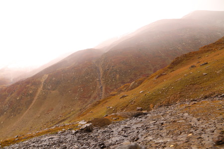 Amazing view of mountains under dark clouds