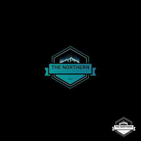 Badge Logo, The Northern Lights Logo Design Classic and Vintageのイラスト素材
