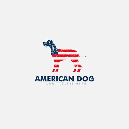 American Flag and Dog Logo Designs for T-Shirtのイラスト素材