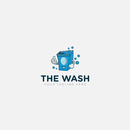modern laundry, washing machine mascot logo designsのイラスト素材