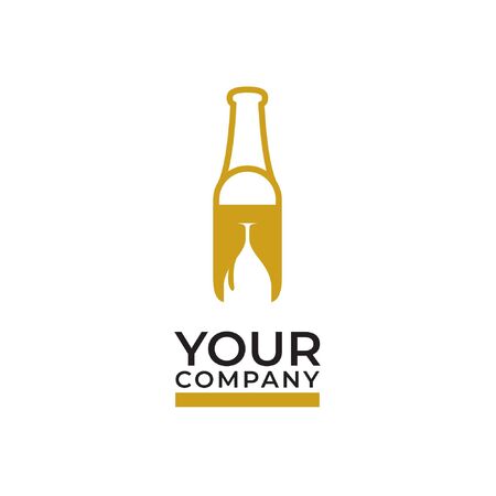 luxury gold bottle and glasses wine logo designのイラスト素材