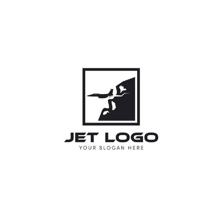 Jet logo flying out of the hill and mountain logoのイラスト素材