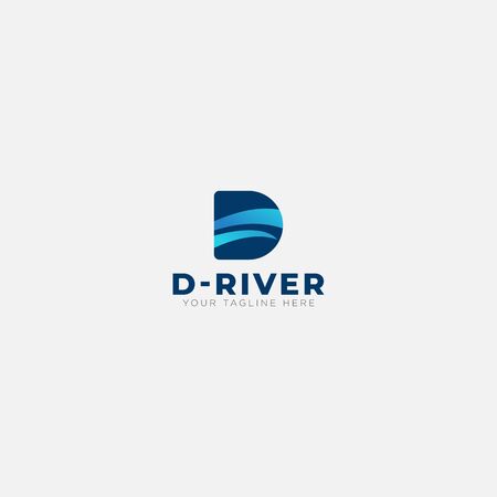 initial Letter D and wave like river logoのイラスト素材