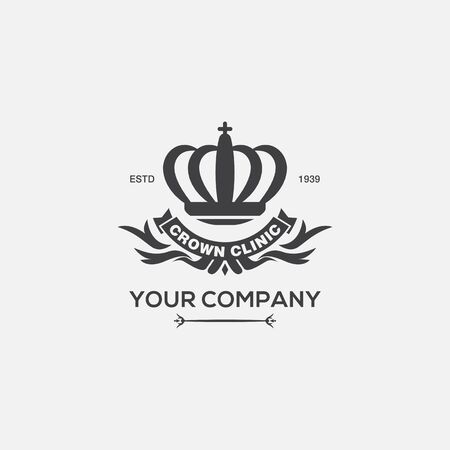 crown clinic health logo retro and vintage medicalのイラスト素材