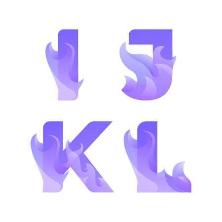 flame lettering logo gradient I J K Lのイラスト素材