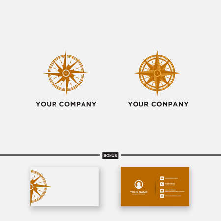 Gold compass and anchor logo vector designのイラスト素材