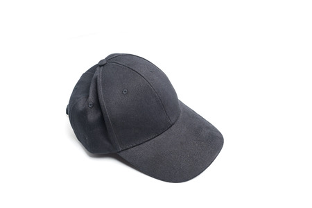 Close up black cap, or snapback isolated on white background.