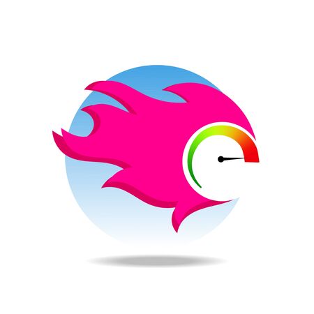 Speed symbol element with meter and flame signのイラスト素材