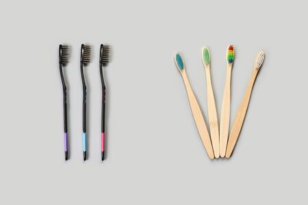 bamboo eco toothbrush. Natural dentist care. Top viewの写真素材
