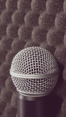radio microphone Item stand on foam grey rubberの写真素材