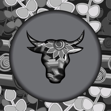 bull head on the grey background. silhouette. stock vectorのイラスト素材
