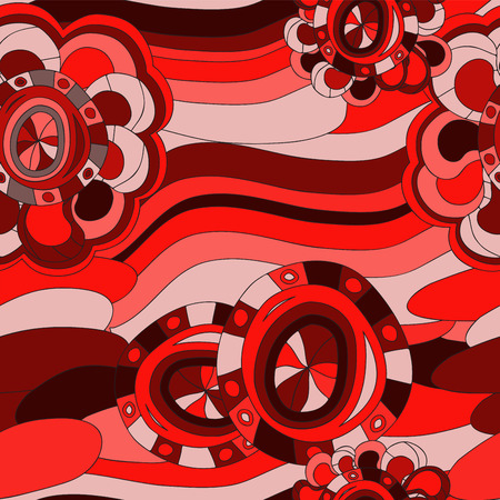 seamless pattern with abstract flower and wave. vector illustrationのイラスト素材