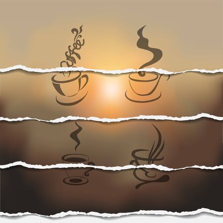 ripped paper. cup of tea on the blurred backgroundのイラスト素材