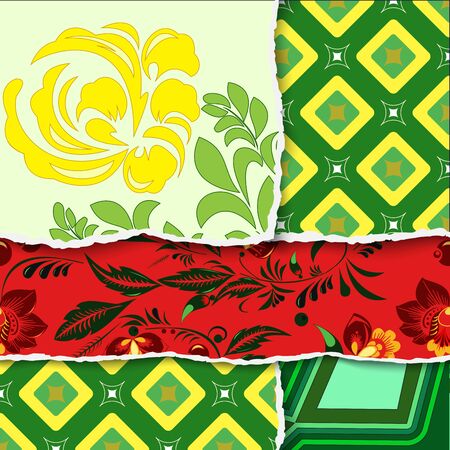 torn paper witn floral patternのイラスト素材