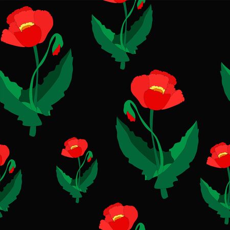 seamless flower pattern. poppy. illustrationのイラスト素材