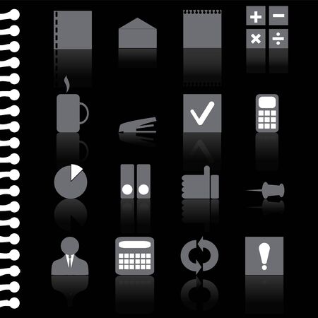 set of office icon on the torn paperのイラスト素材