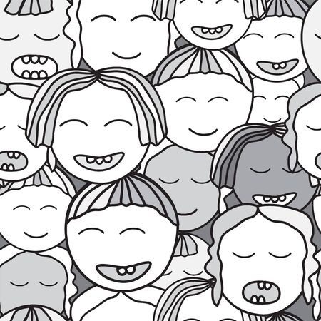 vector seamless children face. cartoon designのイラスト素材
