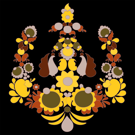 traditional russian pattern. different leaves and flower. slavs design. vectorのイラスト素材