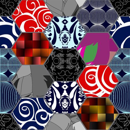 seamless patchwork pattern with  flowers. russia or slavs design
