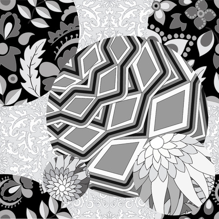 vector seamless patchwork pattern. slavs or russian designのイラスト素材