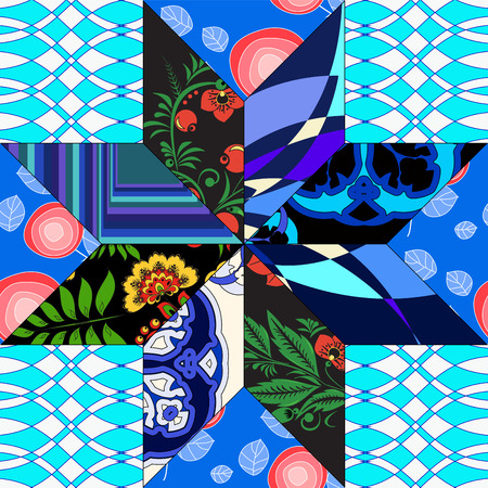 vector seamless patchwork pattern. oriental or russian design