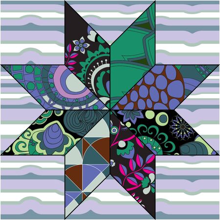 vector seamless patchwork pattern. oriental or russian designのイラスト素材