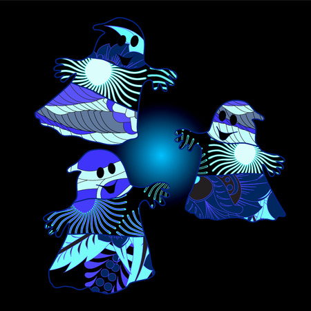 vector halloween background with ghostのイラスト素材