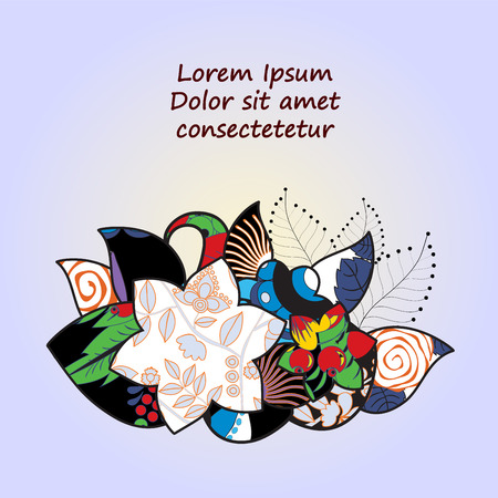 set of stock vector floral patchwork pattern. russian ornamentのイラスト素材