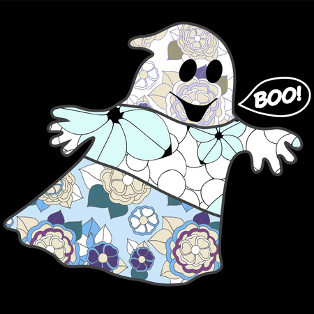 vector halloween background with ghostのイラスト素材