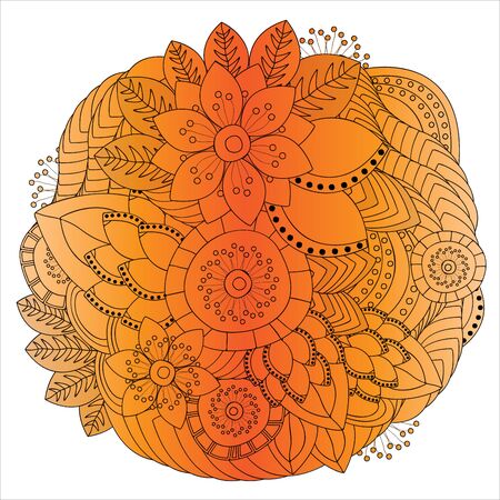 stock vector floral color doodle pattern. borderのイラスト素材