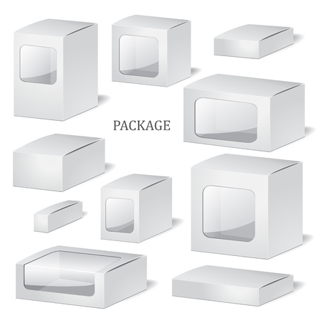 set of cadrboard package isolated box on the white background. mock up, template. stock vectorのイラスト素材