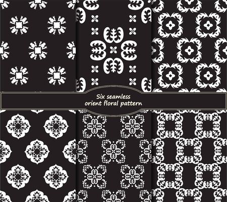 set of stock vector seamless oriental floral pattern.のイラスト素材