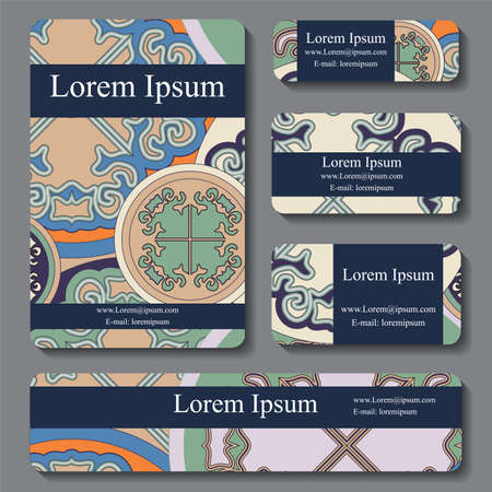 stock vector set of business card. decorative ornament. doodle designのイラスト素材