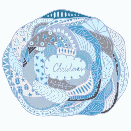 stock vectorchristmas pattern with tree, boll, snowflakes. hand draw patternのイラスト素材