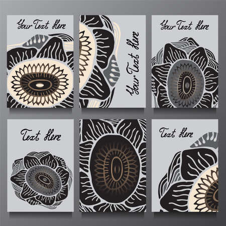 Stock vector set of template with floral ornament,oriental design for card, banner, cover.のイラスト素材