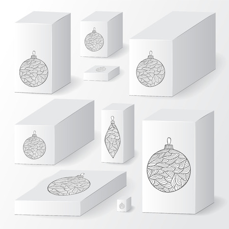set of cardboard package. isolated box on the grey background. mock up, template. stock vectorのイラスト素材
