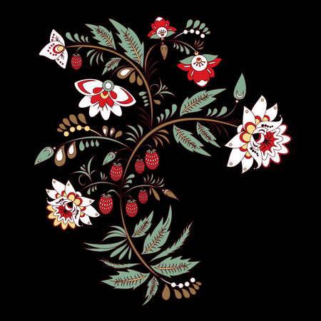 stock vector flowers and leaf. oriental or russian bouquet.のイラスト素材