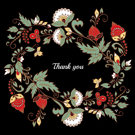 stock vector circle frame. doodle cute flowers. wreath illustrationのイラスト素材