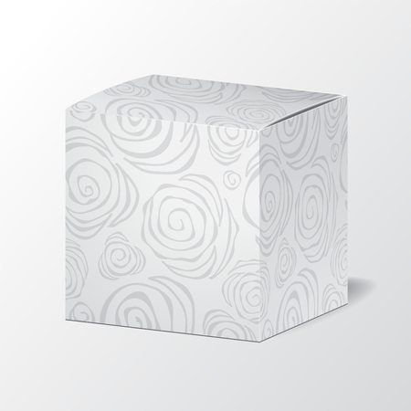 set of cardboard package and glass of bottle on the grey background. mock up, template. stock vectorのイラスト素材